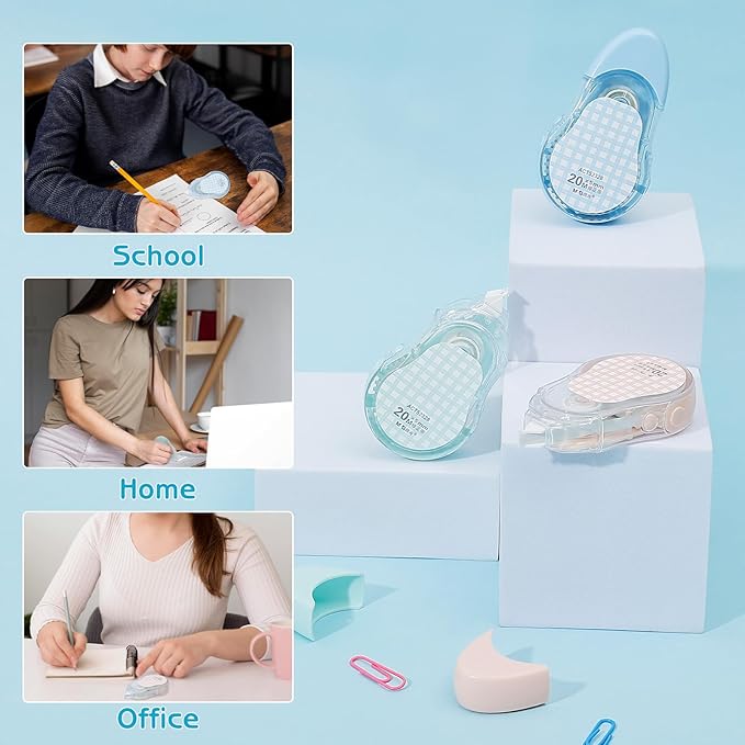 M&G 3Pcs White Correction Tapes, 65.1 Ft Cute White Smooth Pull Out Tape for Writing, Instant Correction Applicator Easy to Use for Portable School Office Supplies (Pastel Color)