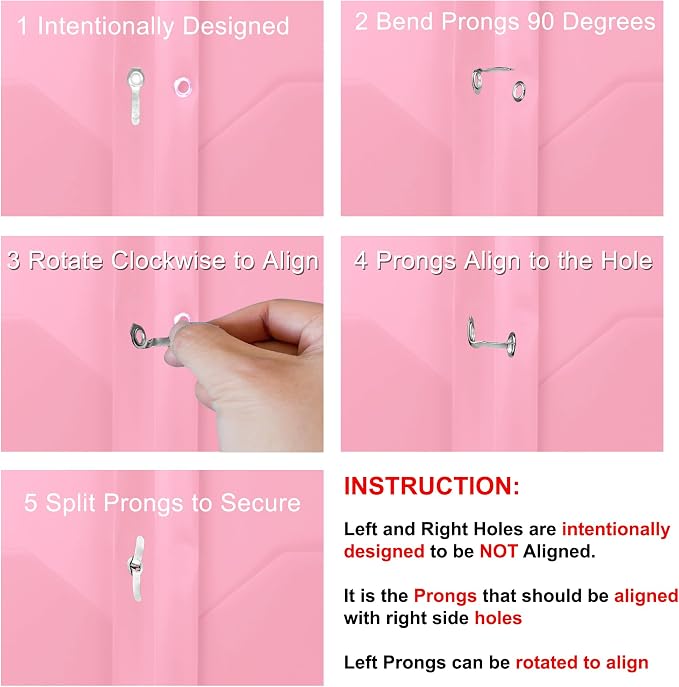 Youngever 6 Pack Heavy Duty Plastic Two Pocket Folders with 3 Prongs, Metal Prongs Fastener, Heavy Duty Plastic 2 Pocket Folder (Pink)
