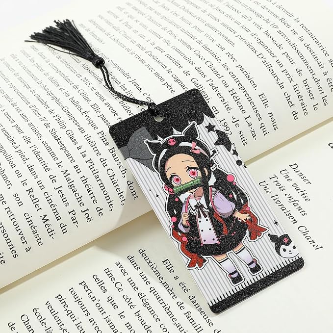 Anime Demon Kamado Acrylic Bookmark - Anime Tanjiron Zenitsu Giyuu Kyoujurou Figure Page Mark Reading Tool, Holiday Gifts for Reading Fans Book Lovers Bookworm (4PCS Set-2)