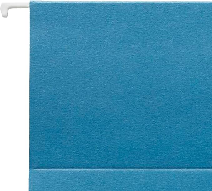 School Smart Hanging File Folders, Letter Size, 1/5 Cut Tabs, Blue, Pack of 25