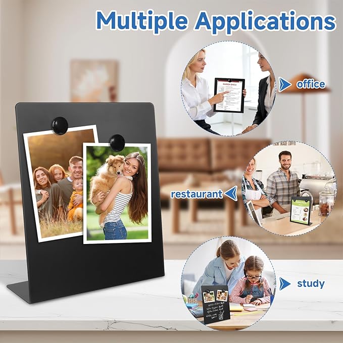 2 PCS Large Magnetic Bulletin Board with Stand, 12.6x11x3.75inch Metal Magnet Display Board, Tabletop Memo Board, Magnetic Display Stand with 4 Magnets for Home School Office (2 PCS, 12.6x11x3.75inch)