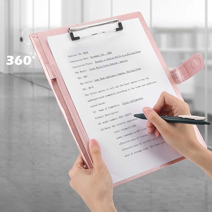 Tiankool Padfolio Portfolio Folder Binder-Faux Leather Portfolio Folder with Cover for A4 Notepad Holder, Business Portfolio for Resume, Legal Pad, Interview, Letter-Size Padfolio for Women/Men, Rose