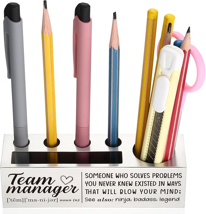 YODOCAMP Thank You Stainless Steel Pencil Holder for Team Manager, Appreciation Gift for Team Manager, Motivational Desk Organizer for Coworkers, Desktop Decor for Office TZC177