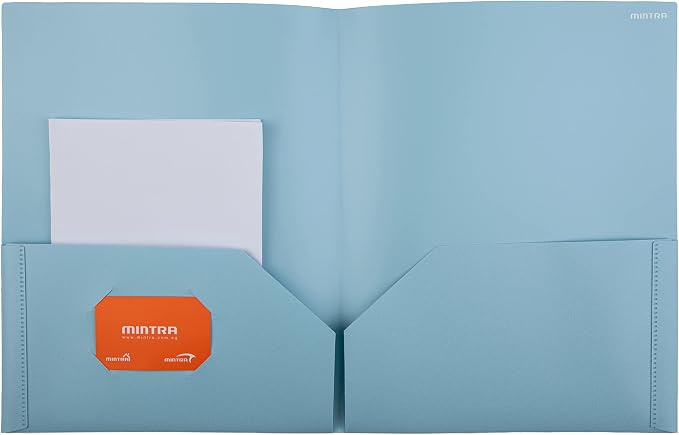 Mintra Poly Pocket Folders 3pk - Heavy Duty (Arctic Ice/Sun Yellow/Spring Pink)