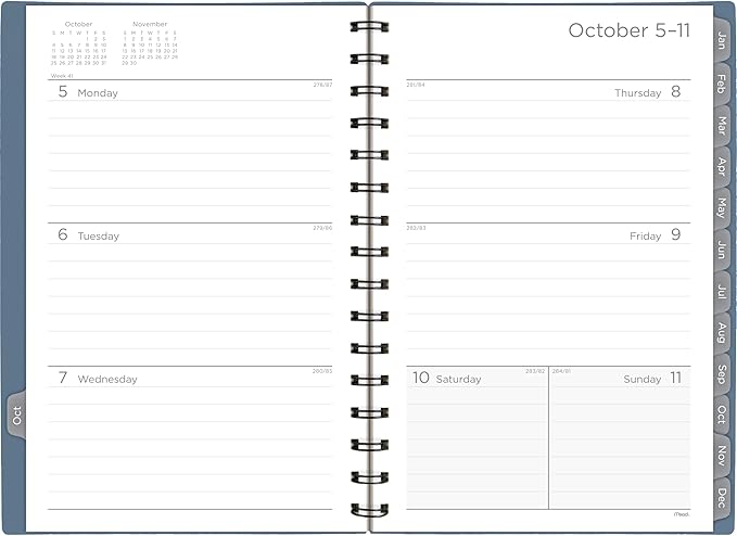 Mead 2027 Planner, Weekly & Monthly, 15-Month Oct-Dec, 5.5" x 8.5", Composure Blue (1806-200-27)
