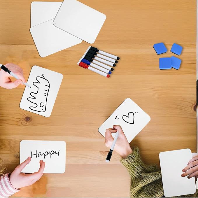 6 Sets Dry Erase Board 5'' x 7'' Mini White Boards Double Sided Small Whiteboard with Whiteboard Eraser and Marker Pens for Office Supplies Teacher Gifts