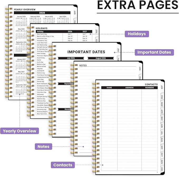 2026 Planner, Weekly and Monthly Calendar Planner for Women, Jan 2026 - Dec 2026, Hardcover Planning Agenda book with Tabs, Spiral Bound, Inner Pocket, Perfect for School Office Supplies, 6.3" x 8.5" - Fall Harmony