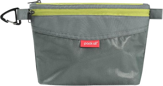 pack all Double-Layered Water-Resistant Zipper Pouch, Mesh Zipper Bags for Storage, Travel, Office & Home Organization (Grey, Small)