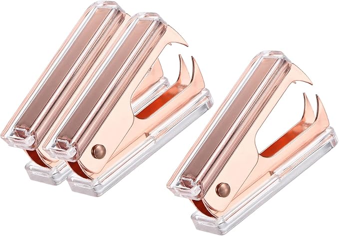YOKIVE 3 Pcs Staple Remover, Office Staplers Puller | Easily Remove Staples Great for Office Home Desktop Accessories (Rose Gold)