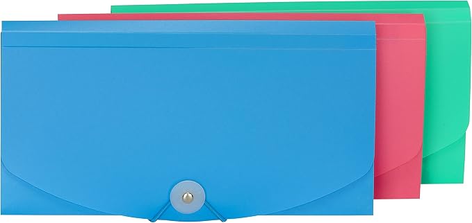 C-Line 13-Pocket Poly Expanding File, 10 x 5 Inches, Junior Size for Receipts and Checks, Includes Tabs, 1 File, Color May Vary (58710) (Pack of 12)