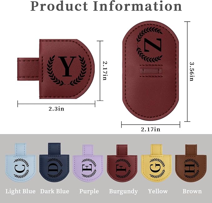 Personalized Magnetic Bookmark Pen Holder, Leather Book Marks for Reading Women& Men, Engraving 26 Letters Name Initial Bookmarks with Pencil Pen Holder, Gift for Book Lovers, Readers (Light Blue, Q)