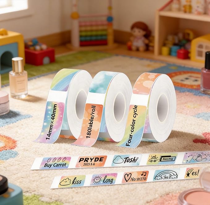 3 Rolls Compatible with D30/P11/HP1 Label Tapes, 14 x 40 mm, Prints barcodes, Names, Prices, Ideal for Home, School, and Office use (180 Labels/roll)