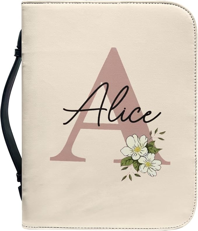 Personalized Bible Cover with Name, Custom Bible Cover Case for Women Girls, Large Capacity Scripture Bag with Handle