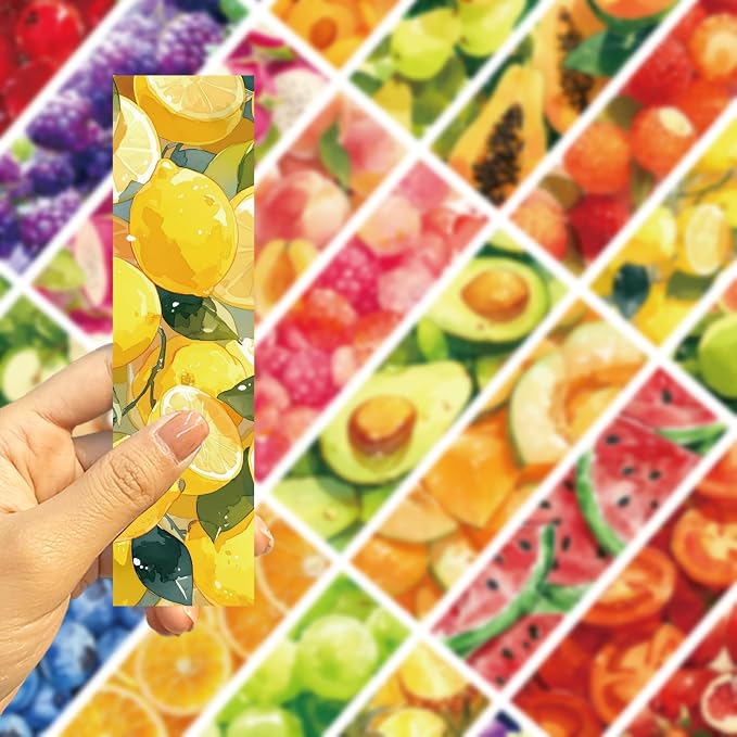 30 Pcs Watercolor Fruit Bookmarks for Kids Fruit Theme Funny Bookmark Cartoon Bookmark for School Office Students Teens Book Reading Lovers Classroom Favors