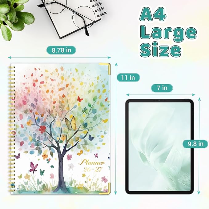 Academic Planner 2026-2027 (8.5" x 11") - Weekly & Monthly Planner (Jul. 2026 - Jun. 2027), Column View Calendar Organizers, Hardcover Agenda Book with Tabs for Office & School, Tree