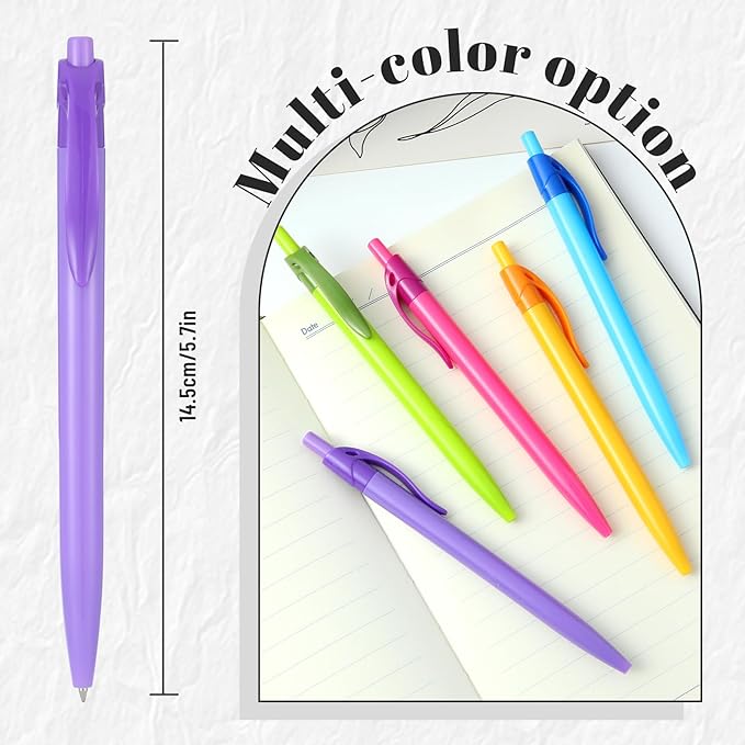 Yuxingrong Retractable Ballpoint Pens 1.0mm, Smooth Writing Black Ink Pen, Click Black Pens Bulk Comfort Grip & Anti-Slip Design, Quick-Dry Oil-Based for Office, School, Journaling, Planner 100Pack