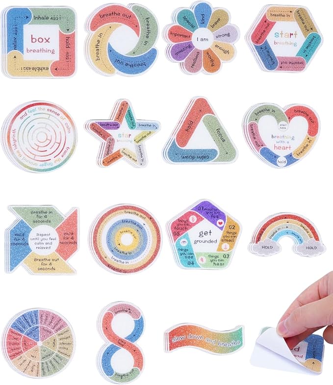 UCEC 45Pcs Textured Stickers for Sensory, Waterproof 15 Patterns Anxiety Sensory Stickers for School Office Adults Teen Kid Tension Student Classroom Supply