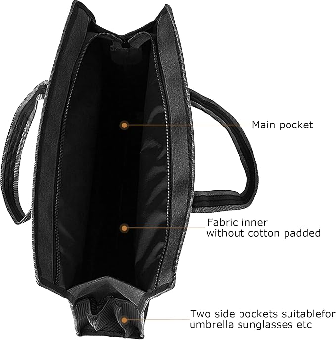 Oxford Zippered Document Bag with Handle File Tote Bag Pouch for Carrying Paper Files Books Filing Folder 1 Pack (Black)