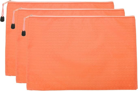 PATIKIL Waterproof Zipper File Bags, 3 Pack A4 Document Holders Pencil Pouch for Office, Orange