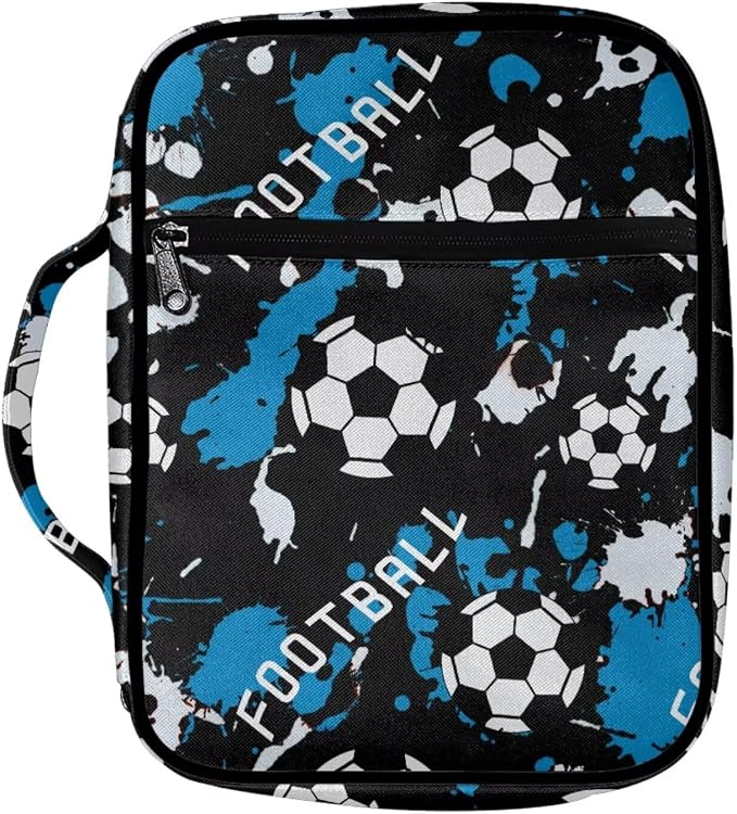 Coldinair Football Color Splatter Bible Bag for Boys Teen - Kids Bible Carrying Case Holder for Boys Carrying Book Case Church Bag with Handle and Zippered Pocket