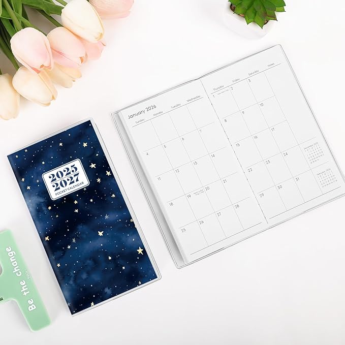 KONVINIT Pocket Calendar 2025-2027, 2025-2027 Monthly Planner - 3.7" x 6.7" - Runs from July 2025 Until December 2027, 2026 Pocket Calendar with PVC Cover for Organizing & Planning