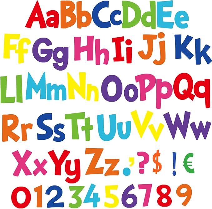 Tenare 268 Pcs Large Bulletin Board Letters 5 Inch Alphabet Combo Set, Chalkboard Poster Letters Cutouts for Board Display Craft Home Wall Decor(Rainbow)
