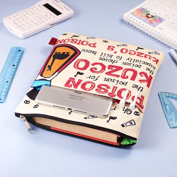 Book Sleeve for Book Lovers, Bookish Book Protector, Book Covers for Paperbacks, Washable Fabric, Book Sleeves with Zipper, Medium 11 Inch X 8.7 Inch