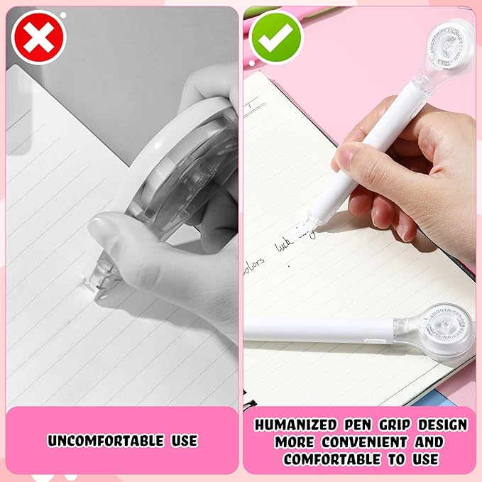 Gersoniel 10 Pack Correction Tape Pen Correctional Ink Tape Push Pull Protective, Easy to Use Applicator for School Office Supplies, 0.2 x 236 Inch (White Color)
