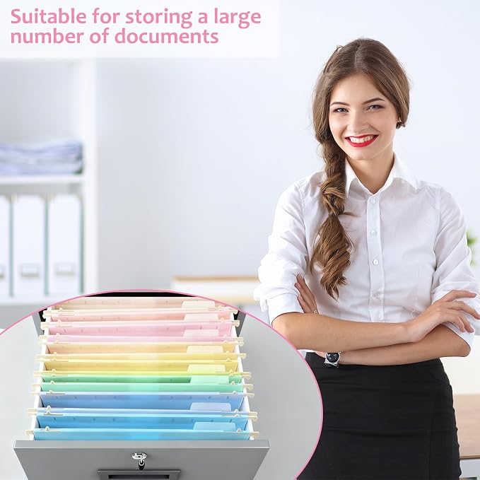 8Pack Plastic 4 Inch Expanding Extra Capacity Hanging File Folder Heavy Duty Letter Size Filing Cabinet Organizer Accordian Pocket for Legal Office Files Document (Pastel)