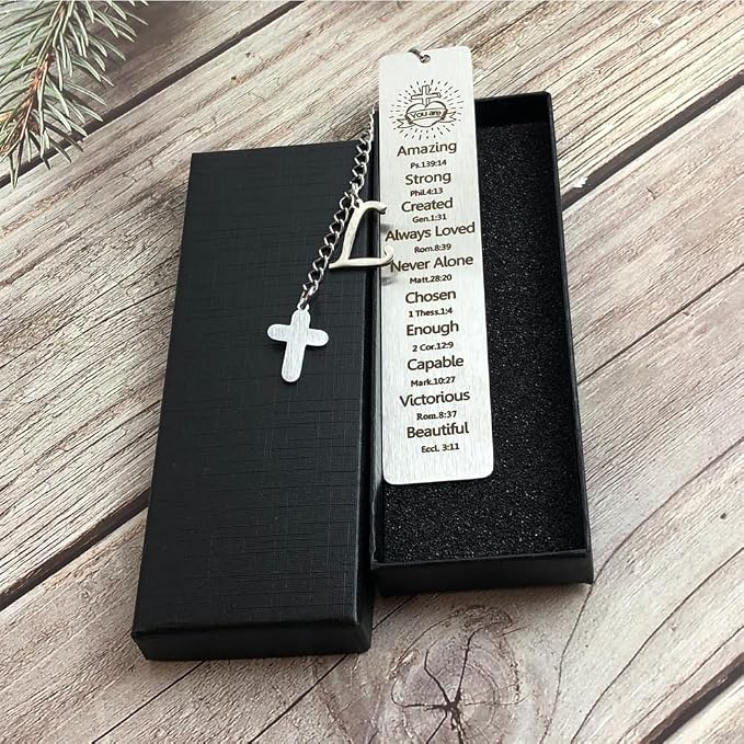 Bible Bookmark for Women Book Lovers Sister Christian Book Marker Gifts for Reader Teens Girls Baptism Birthday Christmas Gift for Coworker Students Bookish Easter Gifts (Silver-L)