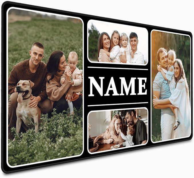 Custom Mouse Pads, Custom Big Mouse Pad 16 * 29.5in, Customized Desktop Mat with 4 Photos and Name, Desk Accessories, Workspace Organizers, Mousepad Gaming, Office Accessories, Keyboard Pad