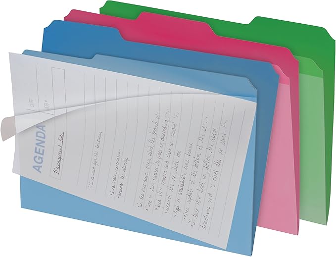 Find It Clear View File Folder with Clear Front Sheet, Back to School Supplies for College Students, Pack of Six, Assorted Colors (FT07187)