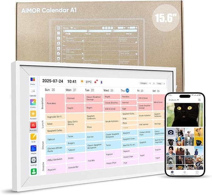 15.6 Inch Digital Calendar Wall Touch Screen, 64GB Electronic Calendar Wall Planner & Chore Chart, Touchscreen Family Organizer for Schedules,Wall and Desk Mountable,Gifts for Women Men Mom Dad