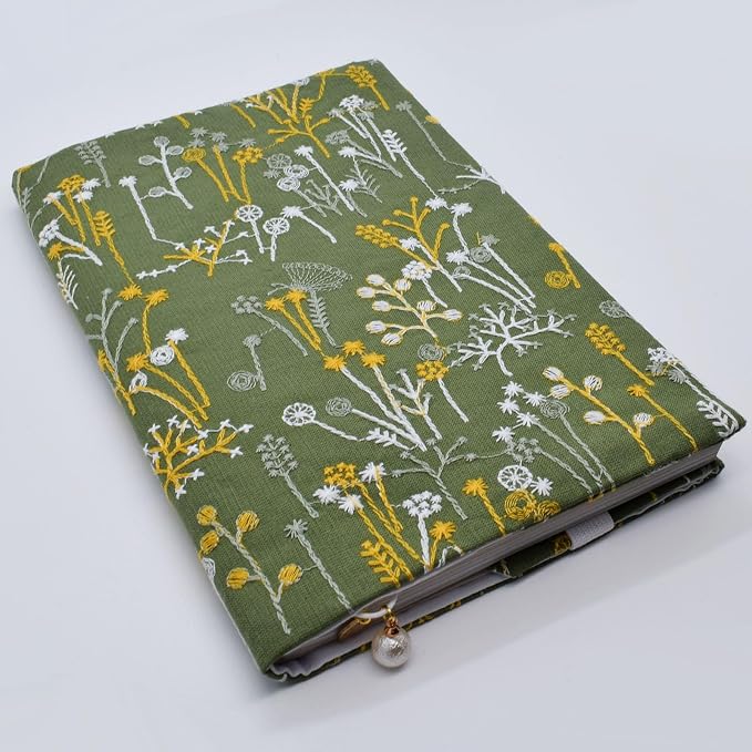 BLBMH 5.5x8.5 Fabric Bible Cover Non-Stretch | Built-in Bookmark | Handmade Washable Book Sleeve for Paperback Journal Privacy Reading Gift for Women - Spring