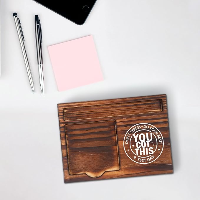 You Got This Test Day Motivation Self-Stick Note Pad Holder Encouragement Gift for Students Teachers Test-Takers Functional and Stylish Desk Organizer, Work Desk Retro Note Pad Holder SDZ354