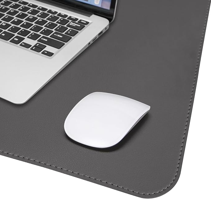 AFIING Cork Desk Mat 47" x 23.6", Dual-Sided Natural Cork & PU Leather Desk Pad, Non-Slip Waterproof Large Mouse Pad for Office, Home & Gaming (Dark Grey)