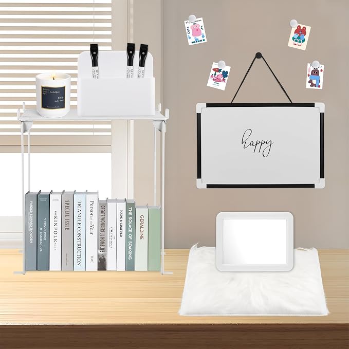 12 Pcs Locker Organizer and Decorating Kit, First Day of School Essentials,Back to School Essentials Locker Decoration, Print Whiteboard with Markers Plush Area Rug String Mirror Magnetic Cup