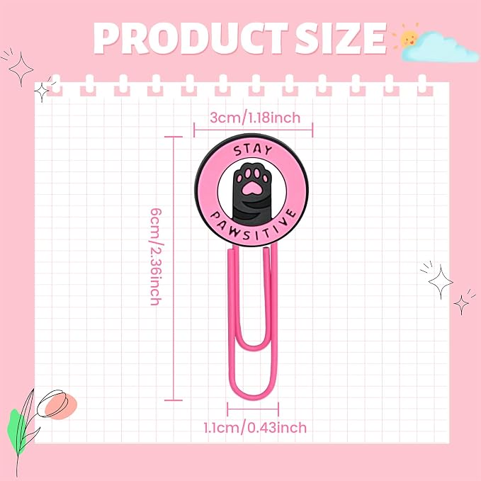 Cute Paper Clips, 30Pcs Cute Cat Bookmark Paperclips Bulk Metal Fun Cute Animal Planner Clip Charm Clamp Desk Accessories Stationery Colorful Office Supplies gifts for Student Teacher Party Decorative