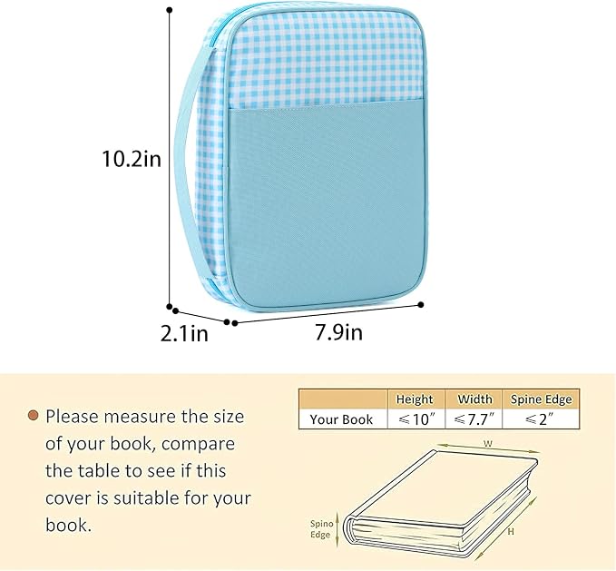 Bible Covers for Women, Bible Case, Bible Bag with Top Handle, Stripe Bible Bag Proteceive Book Case, Bible Carrying Church Bag for Christian Gifts （Blue Gingham）