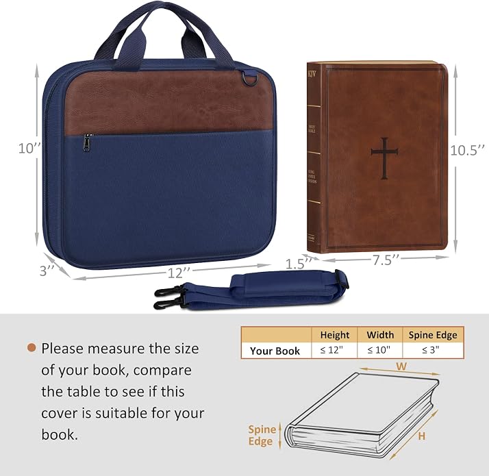 FINPAC Large Bible Cover, Carrying Book Case Church Bag Bible Protective with Zippered Pocket and Handle, Gift for Men Women