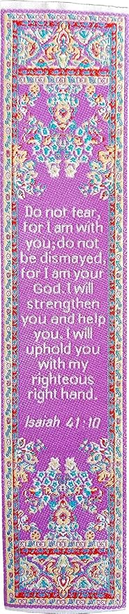 Do Not Fear, Bulk Pack of 6 Woven Fabric Christian Bookmarks, Silky Soft Isaiah 41:10 Flexible Bookmarker for Novels Books and Bibles, Traditional Turkish Woven Design, Memory Verse Gift