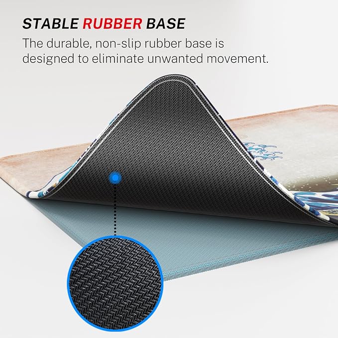 MROCO Essential Office & Gaming Mouse Pad, 8.5 x 11 Inch, Big Wave | Anti-Fray Stitched Edges, Functional Pattern Design, Non-Slip Rubber Base, Water and Stain Resistance