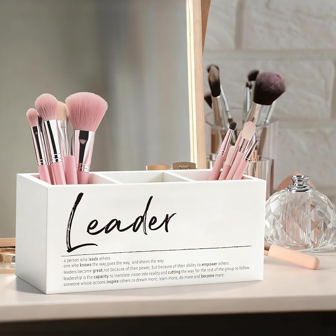 Leader Gifts Pen Pencil Holder, Thank You Appreciation Gifts for Leaders Boss Manager Wood Desk Organizer and Accessories, Leadership Gift Pen Holder Desk Organizer for Office Tabletop