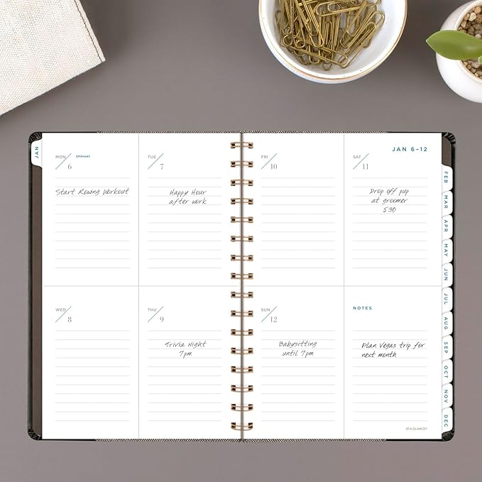 AT-A-GLANCE 2025 Planner, Weekly & Monthly, 5-1/2" x 8-1/2", Small, Signature, Black (YP2000525)