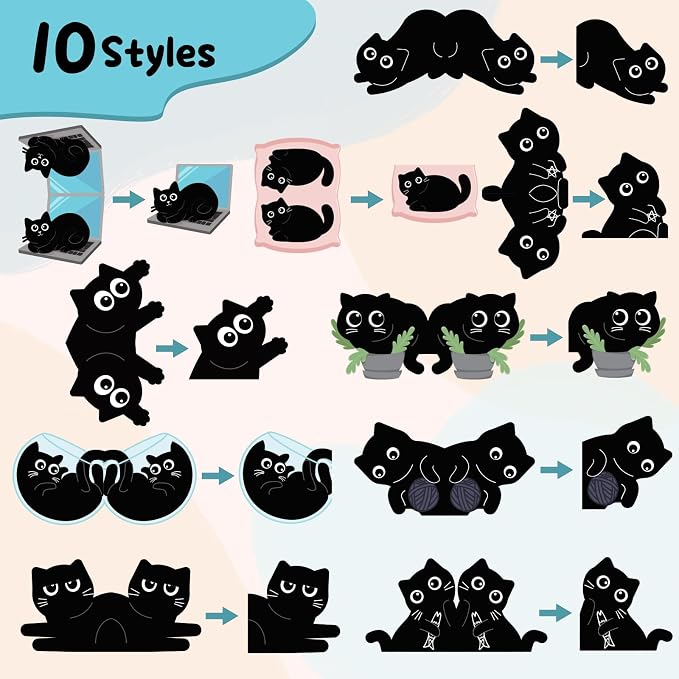 10Pcs Magnetic Bookmarks Cute Black Cat Bookmark, Cat Party Favors Gifts for Kids School Classroom, Black Cat Gifts for Reading Women, Bookish Gifts for Book Lovers