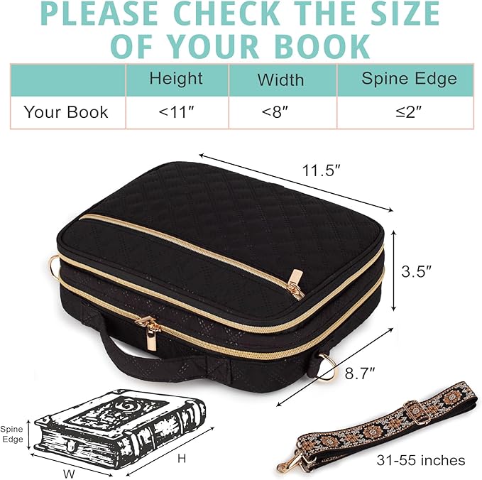 2 Compartment Bible Cover for Women,Large Bible Case with Handles Shoulder Strap,Carrying Bible Bag Scripture Case Church Bag Bible Protective with Pocket