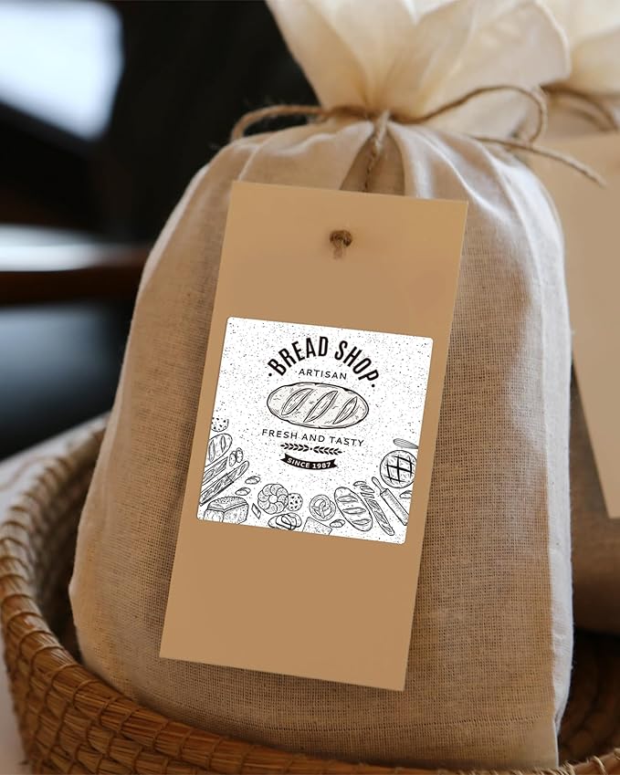 2x2 Thermal Labels Square Direct Thermal Sticker Labels with Perforated Line, 500 Sheets/1 Roll, White, for QR Code, Baking, Product Logo, Business