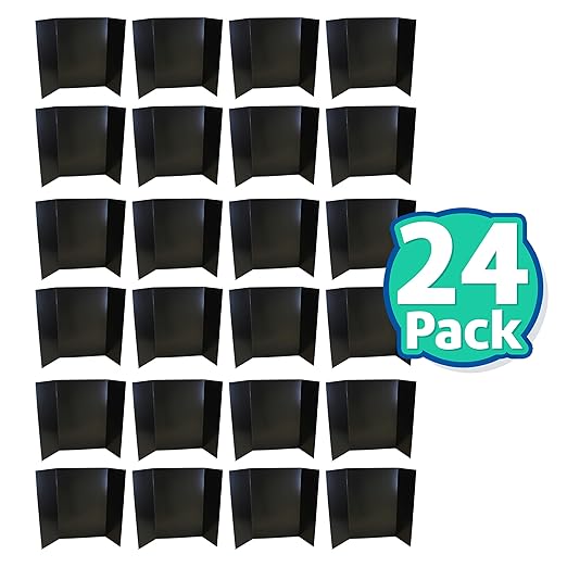 Flipside Products 36” x 48” Foam Project Boards for Presentations, Science Fair, School Projects, Event Displays and Trifold Picture Board - Black 3/16'' Thick - 24 Pack