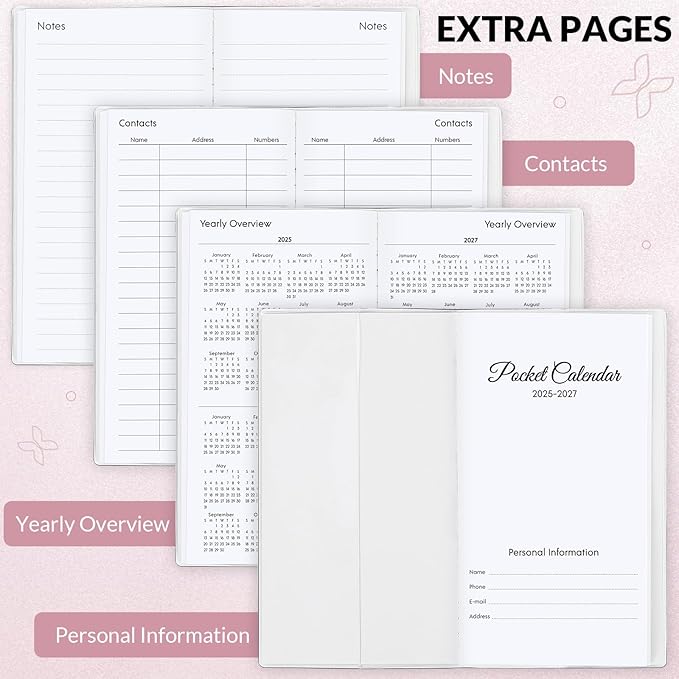 KONVINIT Christian Pocket Calendar 2025-2027, Monthly Planner 2025-2027 - 3.7" x 6.7" - Runs from July 2025 Until December 2027, Pocket Calendar 2026 with PVC Cover for Office, School & Home Supplies