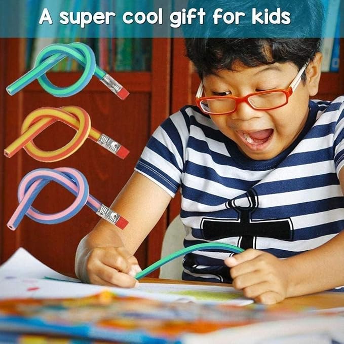 5Pcs colorful Stripe Soft Pencil Flexible Stationery Eraser Soft Writing Bendy Stu G9z8 Pencil Pens With Flexible,Wooden Lead Pencils,Not Easy to Break Office Products,Writing and Correction Supplies